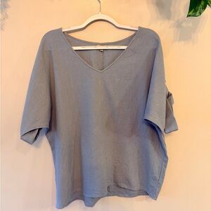 CHAI FASHIONS Oversized  Cotton Relaxed V-Neck Top - PTP 24"